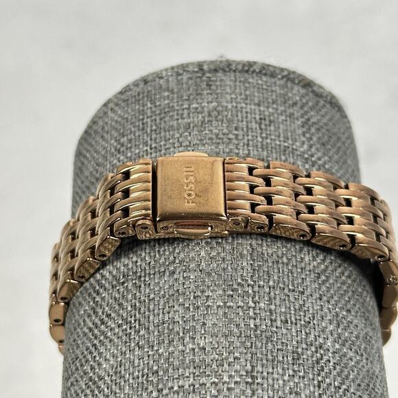 Fossil Watch Womens 28mm Rose Gold Tone Black Glitter Dial Star New Battery - Picture 6 of 10